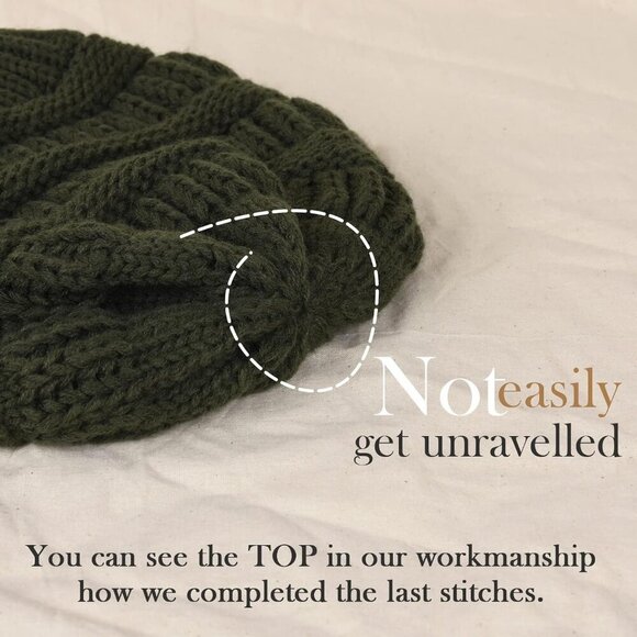 Women\'s Knitted Beanie Green Cozy Skull Ski Hats Cap Winter Warm Slouchy Design main image 6